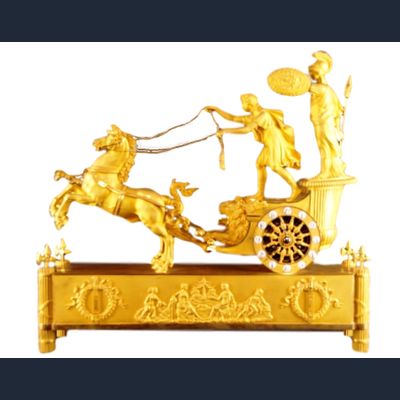 M01 French Ormolu Two Horse Chariot Clock, 'The Chariot of Telemachus'.