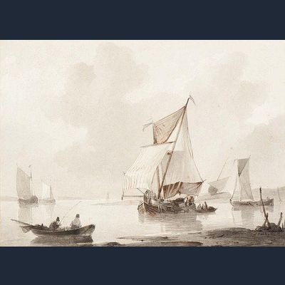 P39 J.C. Schotel - Pen in brown, ink in black, and grey wash on paper on cardboard,