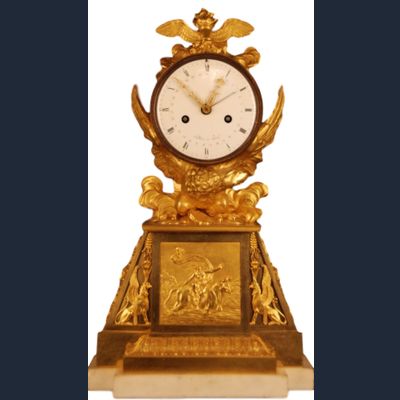 M77 Directoire - 1793-95 - gilt bronze mantle clock, in original condition, eight day duration