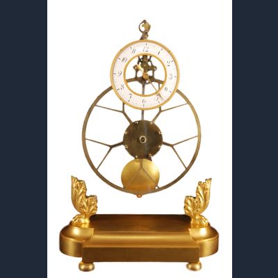 S06 A glass mounted skeleton clock