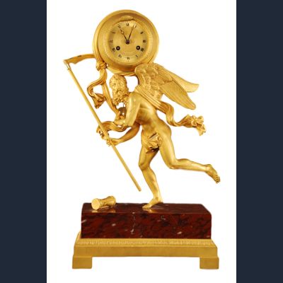 M69 Gilt bronze and marble 'Father Time' clock