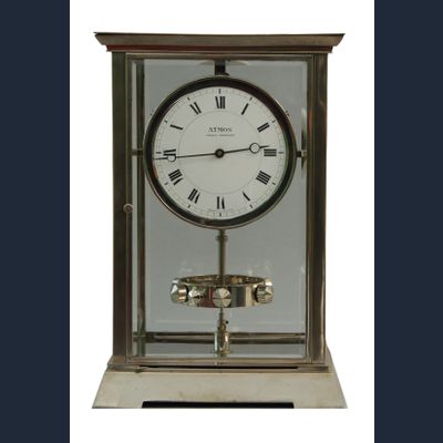 M204 Nickel art deco style J.L. Reutter Atmos four-glass atmos clock, tall version