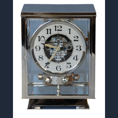 M203 Nickel plated art deco J. L. Reutter four-glass Atmos clock.