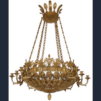 A Fire Guilded Bronze Eighteen-Lights Baltic Empire Chandelier