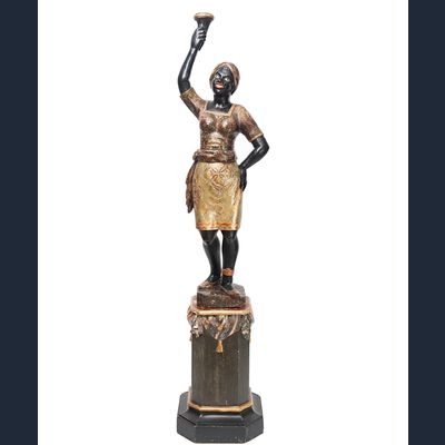 Venetiaans Vrouwelijke 'Blackamoor' Torchère, op Standaard