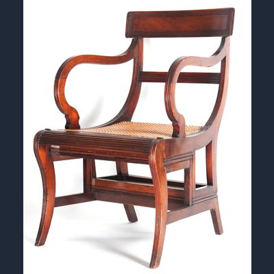 A Regency Mahogany Metamorphic Library Chair/Steps