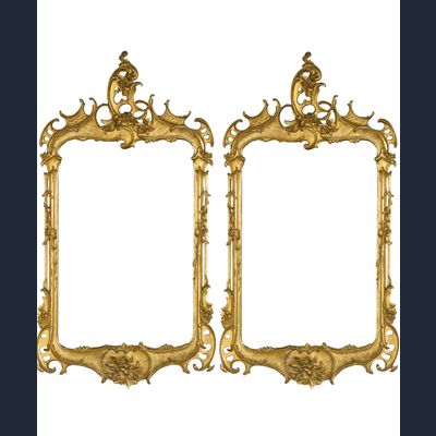 Een Paar Rechthoekige Hollandse Louis XV Spiegels