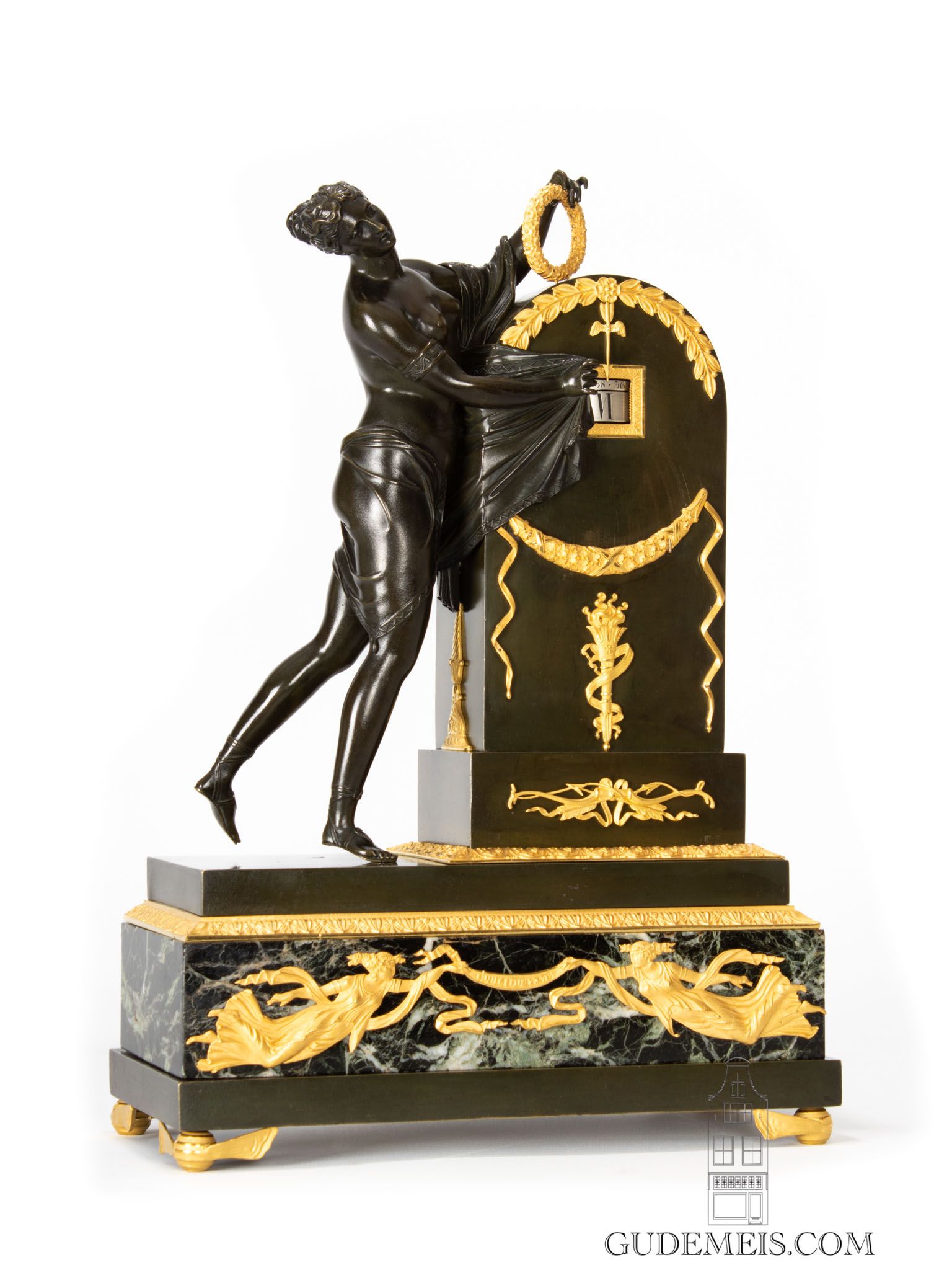 A fine French Empire mantel clock oubli du temps by Galle, circa 1810.