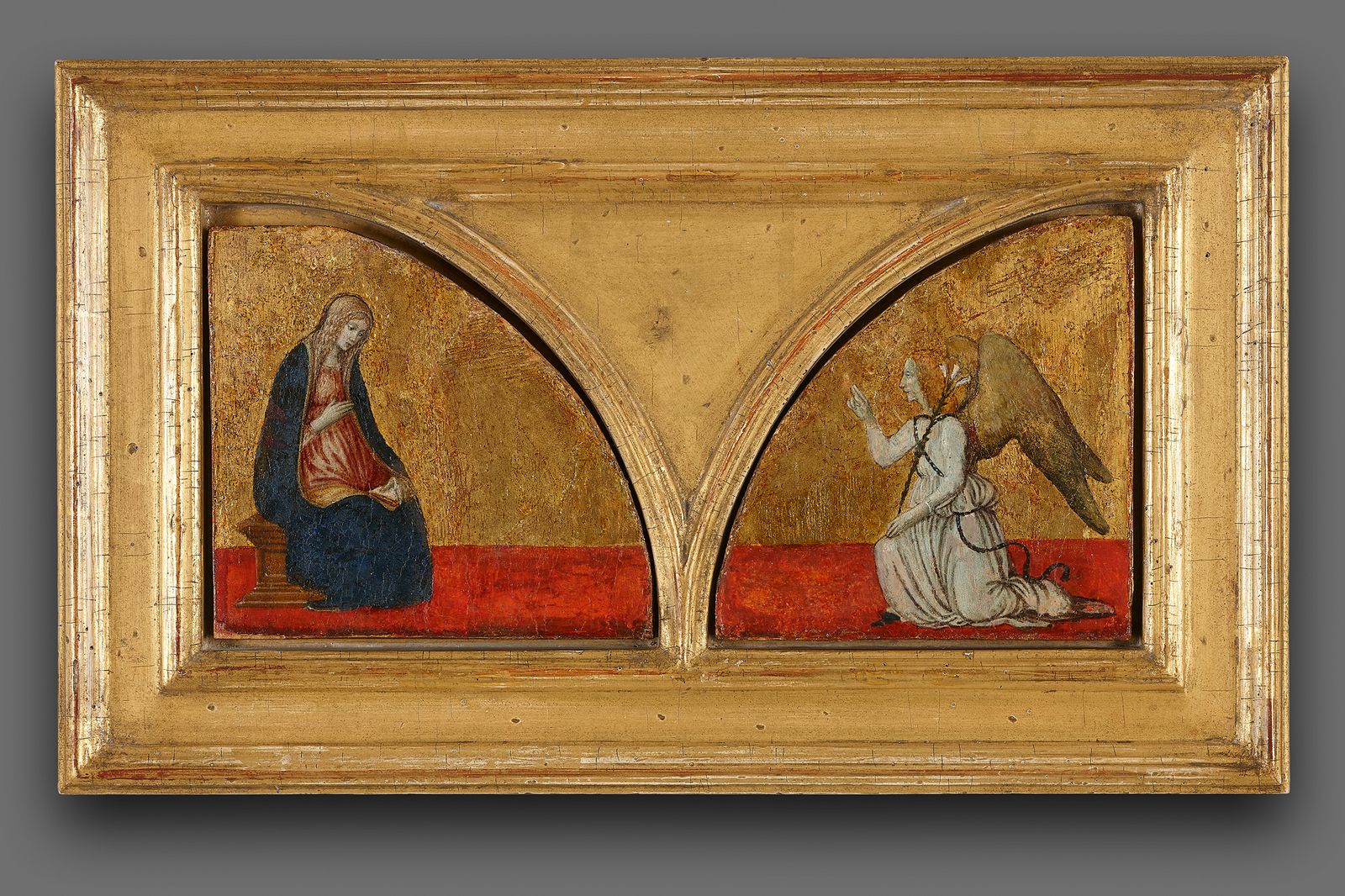 Francesco Botticini (1446-1498), The Annunciation, upper section of the wings of a retable