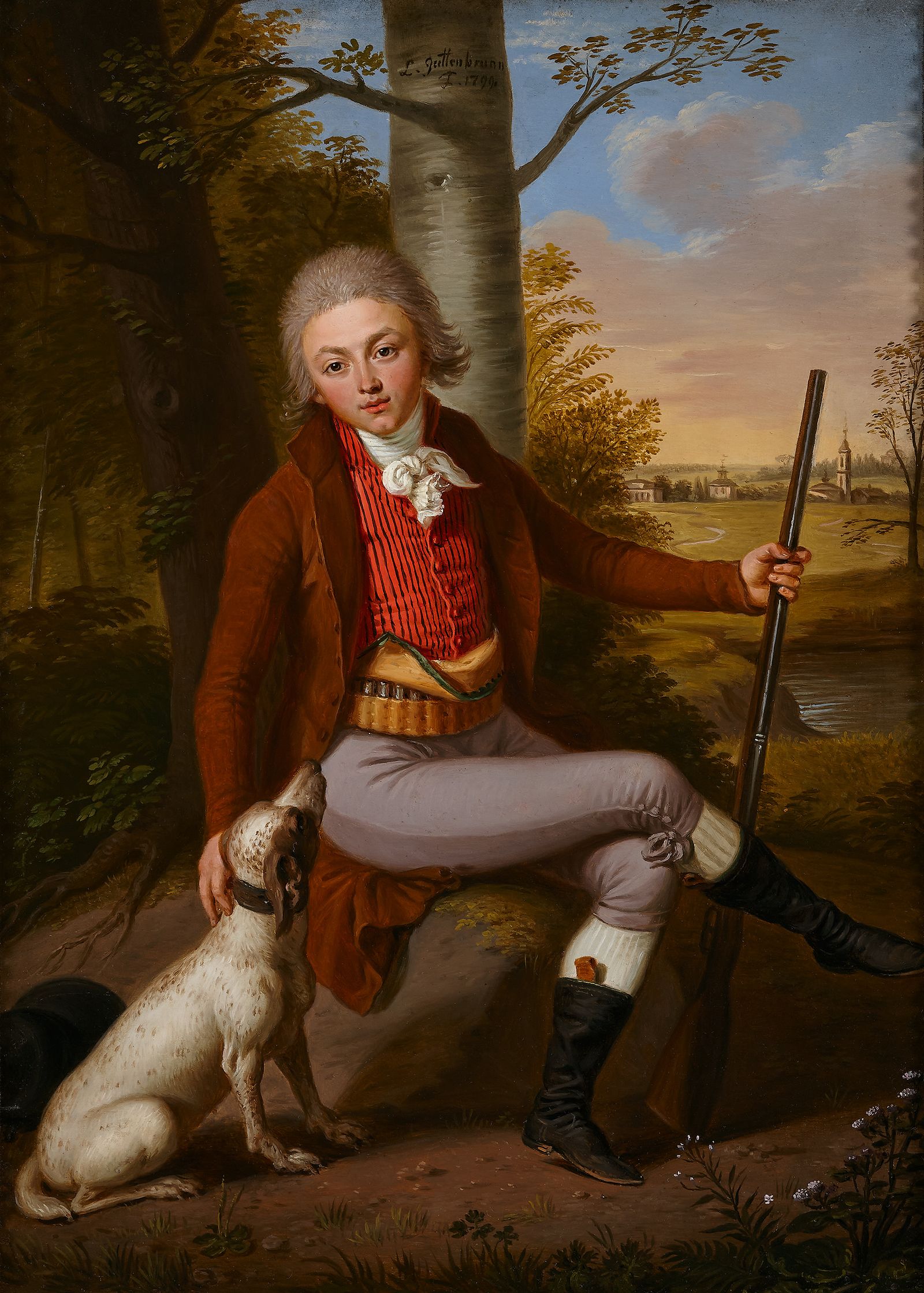 Ludwig Guttenbrunn (1750-1819),  Portrait of a young nobleman in hunting attire