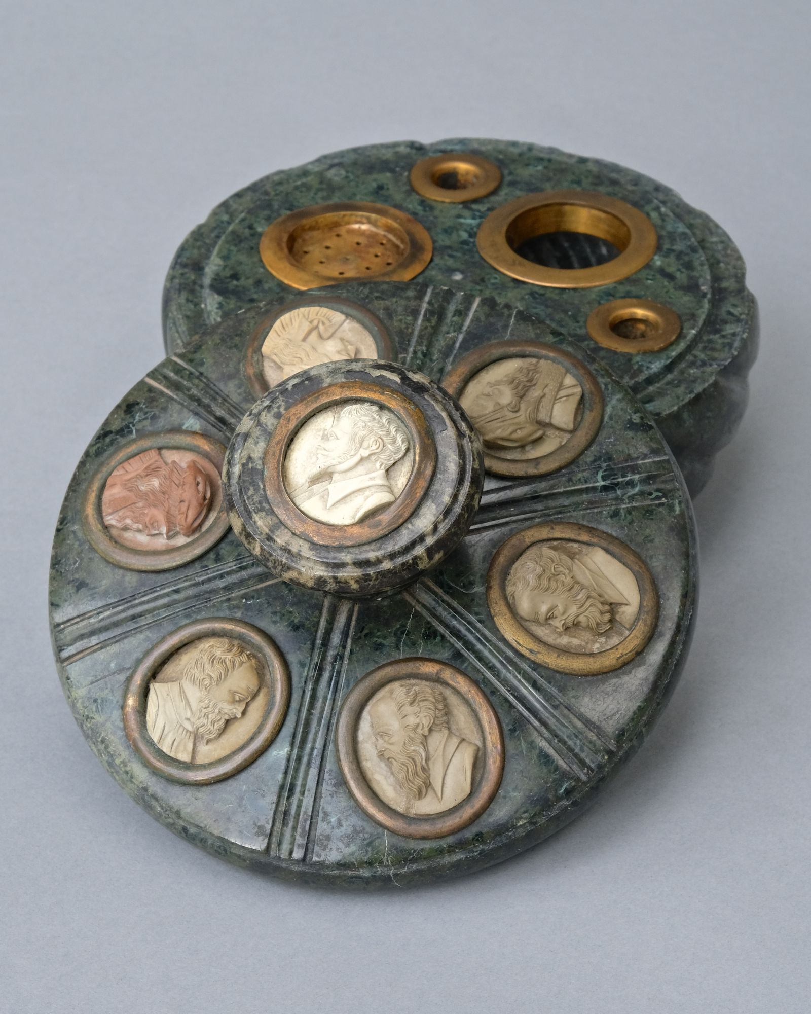 Grand Tour inkwell with lava stone cameos
