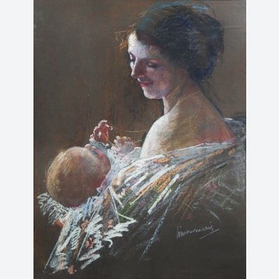 Moeder met kind - Simon Willem Maris