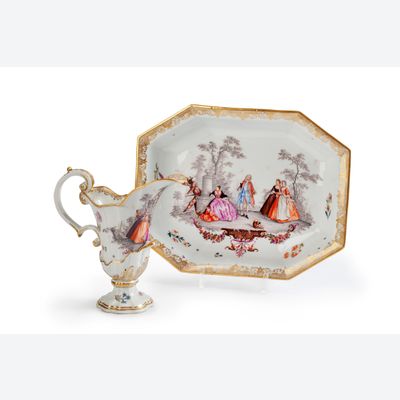 A rare Meissen ewer and octagonal basin