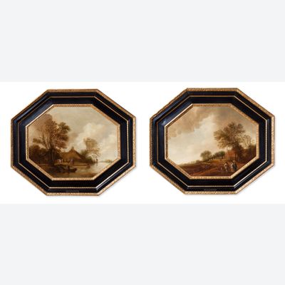 Pair of Dutch landscapes