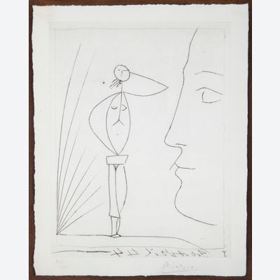 Profil und nacktes Frauenbild