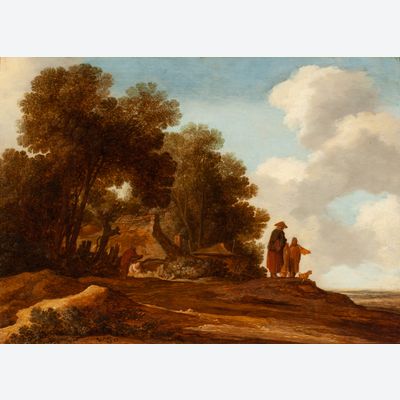 Paysage forestier avec des figures