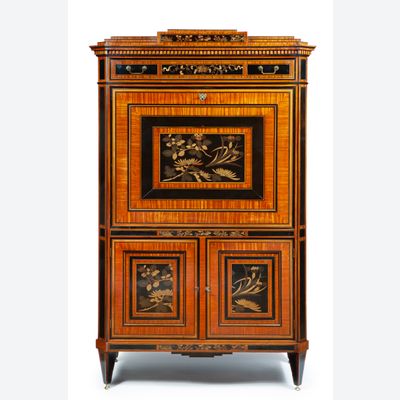 A Dutch Louis Seize secrétaire à abattant with lacquer panels