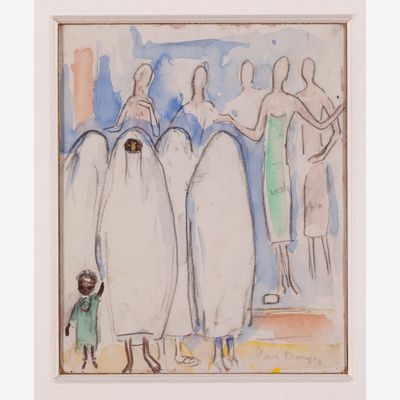 Groupe d'Egyptienne et Française dans la rue