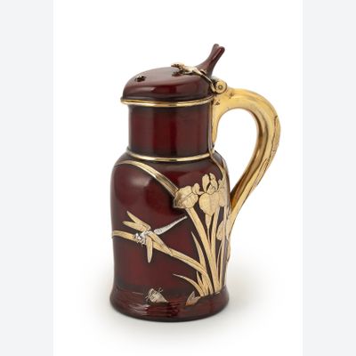 Russian silver-gilt and laquer lidded jug