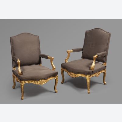 A very decorative pair of fauteuils