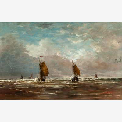 Fishing boats returning home at Scheveningen
