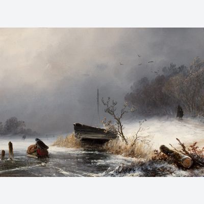 J. F. HOPPENBROUWERS (1819-1866) - PAYSAGE HIVERNAL