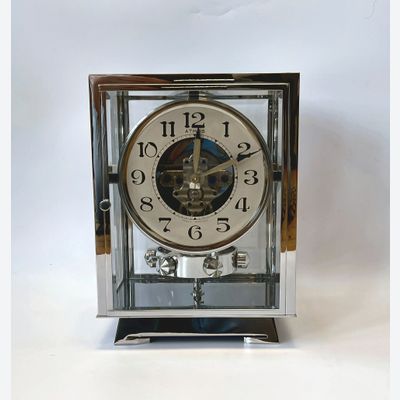 A fine model Atmos clock, chrome no 4335, by Jean Leon Reutter, circa 1930.