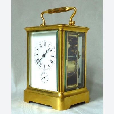 A fine  French carriage clock, gilt case with grande sonnerie, circa 1870.