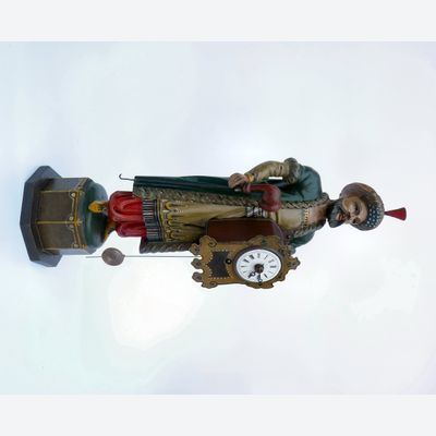 Schnappuhr. Turk met klok en pijp. Zwarte Woud Ca. 1840.