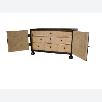 Anglo-indisch Ceylon ebbenhouten en ivoren kunstcabinet