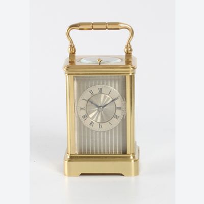 A small French brass striking carriage clock, circa 1860