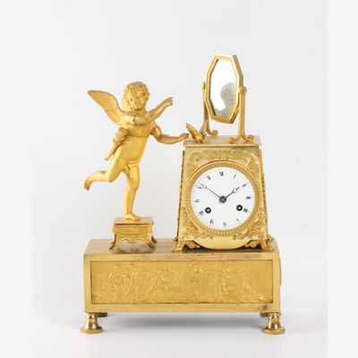 A French Empire ormolu sculptural mantel clock, circa 1810