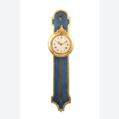 A South German Louis XVI polychrome and parcel gilt rack wall timepiece, circa 1780