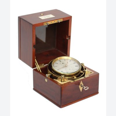 A rare Dutch mahogany chronometer by A. Hohwü, circa 1865