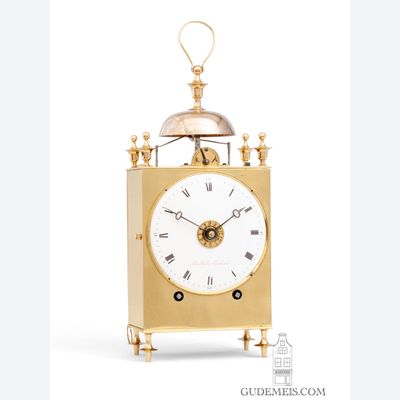 Een Franse messing Capucine reisklok met slagwerk en wekker, Ballif A Toulouse, circa 1800