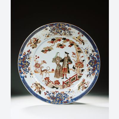 A Chinese verte Imari 'governor Duff' dish