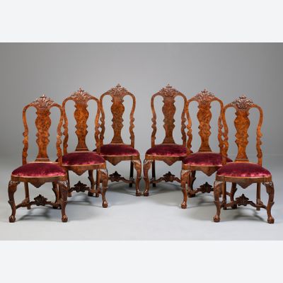 Zes Nederlandse Louis XV wortelnoten Stoelen