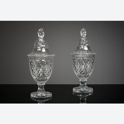 Paar Ingwer-Coupes aus geschliffenem Kristall