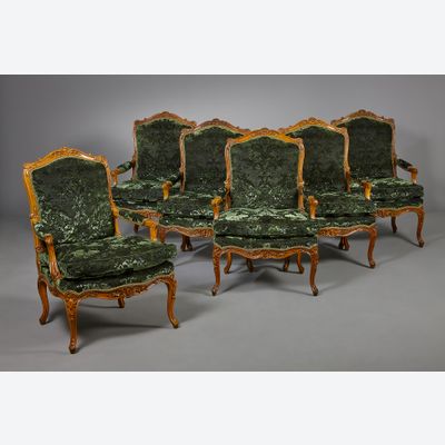 Ensemble van zes Louis XV fauteuils à la Reine