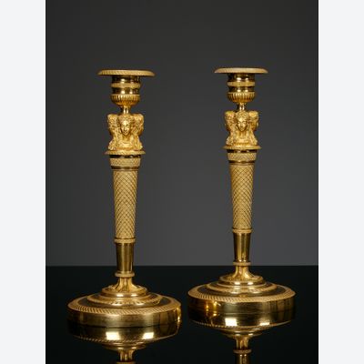 Paire de bougeoirs d'époque empire