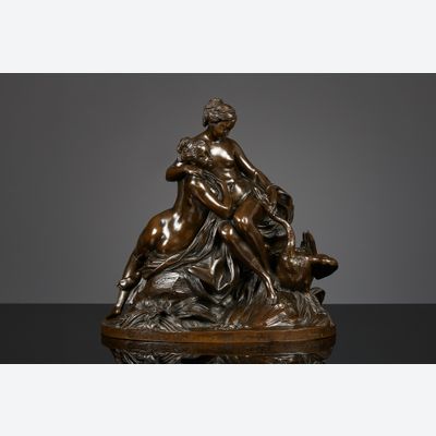 Bronze sculpture of Leda and the Swan, France, after Etienne-Maurice Falconet