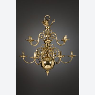 Zwölfarmiger holländischer Renaissance-Kronleuchter