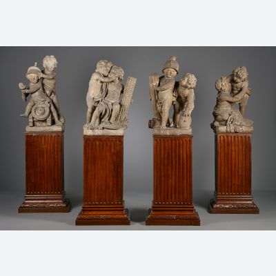 Jan Claudius de Cock, Vier zandstenen beelden, Allegorie op de Vrede van Utrecht