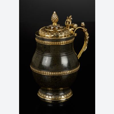 Silver Gilt Mounted Serpentine Tankard, Saxony, 1624