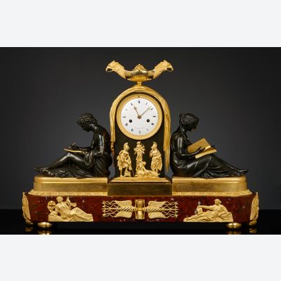 French Empire Mantel Clock, l'étude et le philosophie