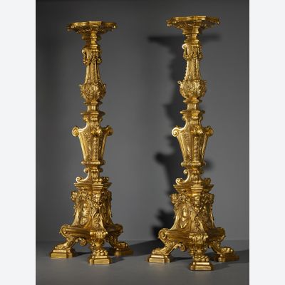Pair of Large Italian Louis XIV Torcheres