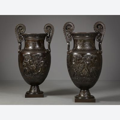 Paar Grote Bronzen Sierurnen, Jean-Désiré Ringel d'Illzach