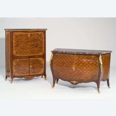 Hollands Transition ensemble van een commode en een secrétaire à abattant