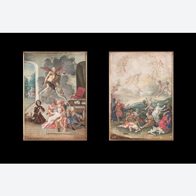 Twee Duitse Vanitas Gouaches