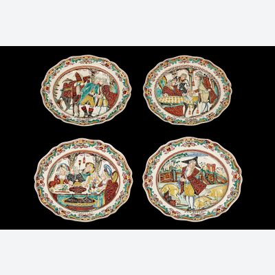 Vier Staffordshire creamware borden